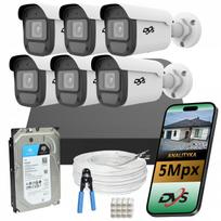 Vaizdo stebėjimo rinkinys su 6 PoE IP kameromis 5 MP, 1 TB, AI DVS, tinkamas įmonėms ir parduotuvėms