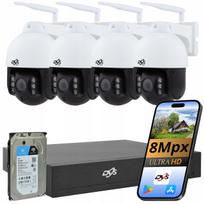 Belaidžių stebėjimo kamerų rinkinys 4K 8Mpx, 4 pasukamos kameros, 2TB