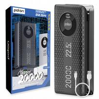 Išorinė baterija POLION, 20000 mAh, 22.5 W, greitas įkrovimas, USB-C, USB-A, PD3.0, QC3.0