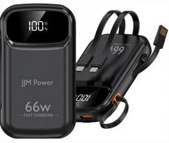 Išorinė baterija 20000mAh, 66W, su ekranu, USB-C, USB-A, Lightning