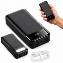 Išorinė baterija 50000 mAh, 22,5 W, USB-C, greitas įkrovimas, ekranėlis, žibintuvėlis