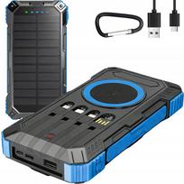 Nešiojama saulės baterija 26800mAh, atspari vandeniui, su USB ir Qi įkrovimu