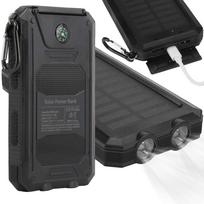 Išorinė baterija su saulės įkrovimu 30000mAh, atspari vandeniui, su LED, Micro USB
