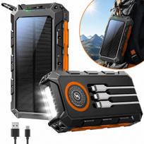 Išorinė baterija su saulės įkrovimu, 52800 mAh, belaidis įkrovimas, USB-C