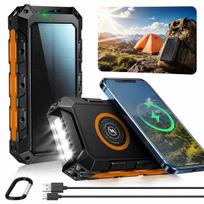 Išorinė baterija SOLAR 52800mAh, belaidis įkrovimas, žibintuvėlis, Type-C