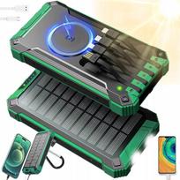 Saulės energijos išorinė baterija 30000 mAh, 6 jungtys, USB-C, Lightning