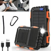 Išorinis baterijos įkroviklis su saulės baterija, 30000 mAh, atsparus vandeniui, 22,5 W greitas įkrovimas, LED