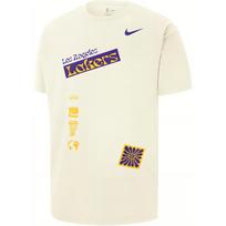 Nike X NBA City Edition Courtside Lakers Alphabet Print Loose Casual Crew Neck Tee Men Tops Light-Yellow FV9274-901 L white