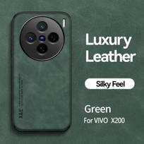 For VIVO X200 X200 Pro X200 Pro Mini Built-in Magnetic Wear-Resistant Anti-Drop Lens All-Inclusive Lamb Leather Phone Case For X200 žalia