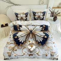 3pcs Butterfly Floral Duvet Cover Set | Animal Print, Insect Theme, Breathable Polyester, All-Season, Machine Washable EU Twin(135x200cm) gray