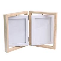 Dvigubas paveikslų rėmelis Vertikaliai besisukantis dvigubas nuotraukų rėmelis su plexiglass Rustic Stalo dekoras Paveikslų rėmelis namams ir biurui S white