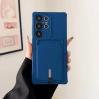 Kortelės dėklas Laikiklis Piniginė Telefono dėklas Samsung Galaxy S26 S25 Ultra S24 Plus S23 FE A56 A36 A06 A16 A07 A17 Silikoninis dangtelis Galaxy S26 tamsiai mėlyna spalva