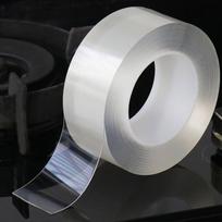 Double-Sided Adhesive Tape Extra Strong Sticky Removable Traceless Reusable Washable Nano Transparent Tapes for Home Carpet Wall 1cm&1M- (1Roll)&1mm white
