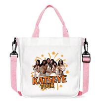 KATSEYE Canvas Tote Bag for Women Large Capacity Shoulder Crossbody Bag Commuter Handbag Eco-Friendly Durable Trendy Versatile Storage 615011-14 No. 1; 23x23*5cm white