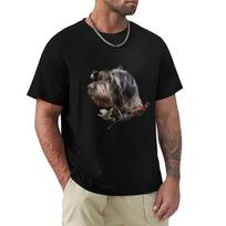 Vokiečių šiurkštaplaukis pointeris, Medžioklinis šuo T-shirt berniukams gyvūnų raštas vintage korėjietiška mada vyriški marškinėliai laisvalaikio stilingi XXXXXL juoda