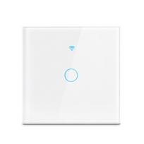 EU 220V Tuya Smart Home Wifi Touch Switch 1 2 3 Gang Glass Panel Wall Light Switches Support Alexa Google Home No Neutral Wire KTY 1-Gang balta