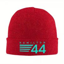 Lewis Hamilton 44 - F1 Warm Knitted Cap Fashion Bonnet Hat Autumn Winter Outdoor Beanies Hats for Unisex Adult red