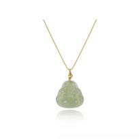 Women 925 Silver Hetian Jade Buddha Pendant Box Chain Fashion Necklace 1PC žalia