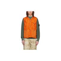 Stone Island Solid Logo V-Neck Single-Breasted Sleeveless Vest Unisex vests Orange 8015G0732-V0032 L orange