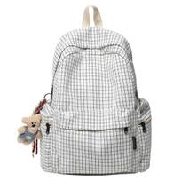 Schoolbag Campus School Bag Female Korean Version ins Simple Plaid Backpack for Middle and High School Students, Large Capacity Leisure Travel single pack balta