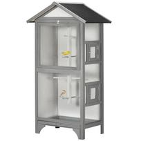 Lauko paukščių voljeras iš eglės medienos, 80,5x57x158,5cm, šviesiai pilkos spalvos