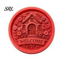 Reusable Silicone Mould Garden Stepping Stone Mold, DIY Concrete Cement Casting Form Round Mold for Pathway Patio Yard Lawn Decoration Landscaping A red
