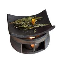 Ceramic Aromatherapy Stove Oil Burner Essential Tea Light Candle Holder Teapot Warmer Zen A black