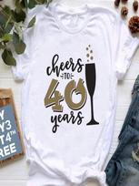 2024 Cheers To 20 30 40 50 60 70 80 90 Years Old Birthday Gift T Shirt Wine Glasses Print T-Shirt Women Clothes Female Tees Tops 5XL įvairiaspalvis