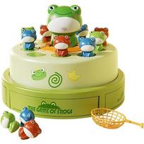 Electric Pop-Up Frog Game Toy Set, Musical Light Bouncing Frog Toy, Kids Concentration Training Family Party Board Game beige