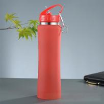 600 ml Termosinis 304 nerūdijančio plieno vandens buteliukas su šiaudeliu, Aukštos kokybės buteliukas sportui ir dviračių sportui, Puiki dovana vyrams ir moterims 600ml gray