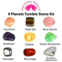 Reiki kristalų produktai 9 planetų apvalintų akmenų rinkinys Hematitas, Saulės akmuo, Ametistas, Tigro akis, Citrinas, Rožinis kvarcas, Žaliasis aventurinas/Nefritas, Raudonasis jaspis pink