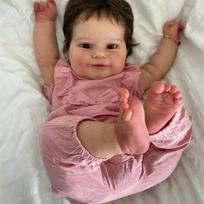 NPK 50 cm „Reborn Doll Baby Maddie Pink“ kombinezonas mažylei, minkšto audinio lėlės vonios žaislas gyvas, tikras minkštas prisilietimas brown
