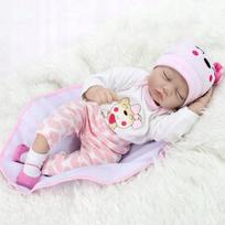 NPK Sleeping Baby 55cm Reborn Baby Doll Lifelike Silicone Realistic Real Life Doll Toy Gift 55cm white