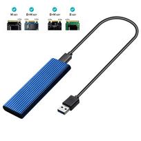 M2 SSD Case NVME Enclosure M.2 to USB SSD Adapter for NVME PCIE NGFF M.2 SATA SSD M/B+M Key 2230/2242/2260/2280 M2 Dual Protocol mėlyna