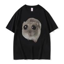Funny Sad Hamster Expression Pack Crying Big Eyes Cute Mouse T-shirt Female Fashion Kawaii Clothing T-shirt T-shirt Women Y2K S įvairiaspalvis