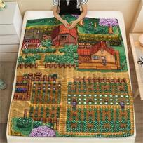 1PC Stardew Valley Print Flannel Blanket, High quality Comfortable for All Seasons, Home Decor, Warmth and Comfort, Perfect for Christmas Gifts179 80cm x 120cm beige