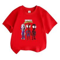 Summer New Personalized Children's T-shirt Cute Spider Man Printed Pure Cotton Parent Child 110 red