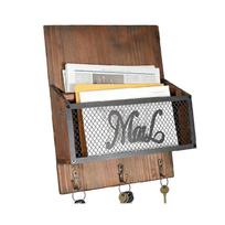 Mail And Key Holder With Iron Mesh Front Panel And Rustics Wooden Frame Designs Entryway Storage Organizer žalia