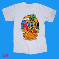 Launch Mode Pineapple Surfer White T-shirt Hawaii Island Beach Waves Cali Surf 4XL white