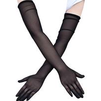 Opera Prom Mesh Transparent Gloves Seamless Sun Protection Long Gloves & Mittens 55cm Elasticity Driving Gloves Women gray