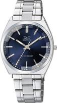 Citizen Q&Q Men's Analog Waterproof Watch QB78-212 Navy Antique Dial Stainless Steel Band 35.5mm Water Resistant black