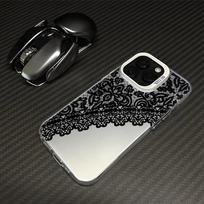 Elegant Lace Phone Case for iPhone 17/16/15/14 Plus/13/12/11 Pro Max Matte TPU Cover Fashion Pattern Protective Shell For iPhone 17 ProMax balta