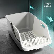Large Anti-Splash Cat Litter Box Shovel-Free Open-Style Bedpan Automatic Sand Dropping Tray for Kittens Easy-Clean Toilet gray