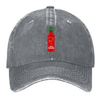 New Sriracha Hot Sauce Baseball Cap funny hat fun hats foam party Hat birthday Unisexs Caps Womens gray