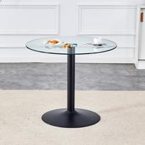 Modernus minimalistinis stiklinis baro stalas: 85 cm skersmens ir 76 cm aukščio, tai idealus pasirinkimas šiek tiek prabangiai atmosferai sukurti 85 x 85 x 76 cm