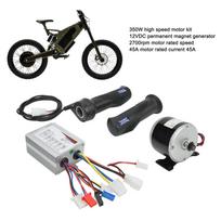 12V 350W Elektrinis nuolatinės srovės variklio valdiklio rinkinys 28A 2700RPM Akceleratoriaus rankena Go-Kart elektriniam paspirtukui motociklui black