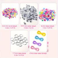DIY Keychain Making Kit (566pcs) - Adjustable Letter & Heart - Shaped Transparent Bead Supplies for Birthday Party Small Keychain Gifts 1set white