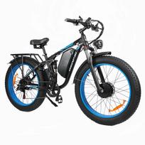 Ebike BLJ DP-2603 3000W dual motor 52V 32AH battery, front and rear shock absorbers, 26-inch snow tires, electric bicycle. 3000W (dual motor) 52V 32AH mėlyna