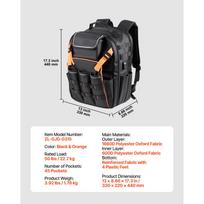 SucceBuy Tool Backpack 45 Pockets with Laptop Compartment & Reinforced Fabric Basee Electrician Jobsite Backpack for Electrician black