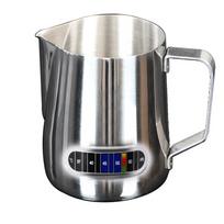 Temperature Sensing Coffee Milk Frothing Pitcher Accurate Scale 350/600ml Milk Frother Jug V-shaped Mouth Professional 350ml sidabras